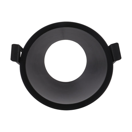 Lamborjini Round Spotlight 93mm 45 Degree in black, showing a round recessed downlight with angled funnel-shaped interior and spring clips, on a plain white background.