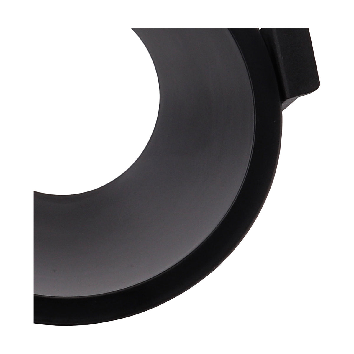 Close-up of the Lamborjini Round Spotlight 93mm 45 Degree in black, showing its funnel-shaped recessed interior and angled aperture in matte black polycarbonate.