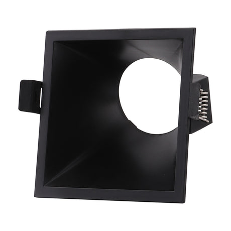 Lamborjini Square Spotlight 93mm 45 Degree in black, showing the angled recessed funnel, square face, and GU10 lampholder against a plain white background.