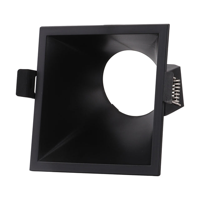 Lamborjini Square Spotlight 93mm 45 Degree in black, showing the angled recessed funnel, square face, and GU10 lampholder against a plain white background.
