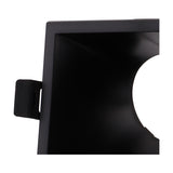 Close-up of the Lamborjini Square Spotlight 93mm 45 Degree in black, showing the angled funnel interior, GU10 lampholder, and side mounting clip on a plain background.