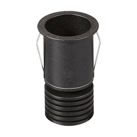 Guincho 3W LED spotlight in sand black aluminium with cylindrical body, ribbed base, round 41mm face, and spring clip fittings, shown on a plain white background.