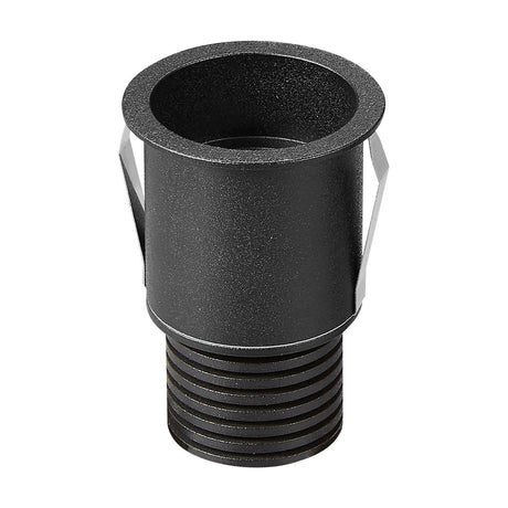 Guincho 5W recessed spotlight in sand black aluminium, cylindrical body with spring clips and threaded barrel, 55mm dia ring, 50mm cut-out, shown on a white background.