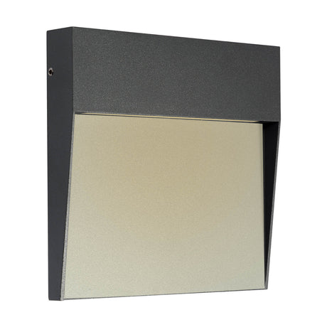 Baker 6W IP54 square outdoor wall light in anthracite, 16cm, with an angled panel design and integrated LED, shown on a plain white background.