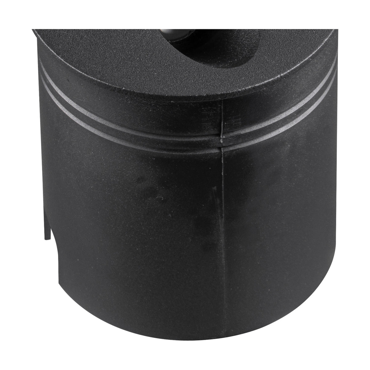 Close-up of the Aspen IP65 round recessed outdoor wall light in sand black textured finish, showing its cylindrical body with ribbed detailing and angled inset face.