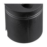 Close-up of the Aspen IP65 round recessed outdoor wall light in sand black textured finish, showing its cylindrical body with ribbed detailing and angled inset face.
