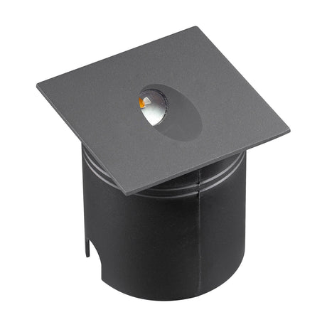 Aspen IP65 outdoor wall light with square anthracite face, cylindrical body, and angled downward LED beam, shown on a plain white background.