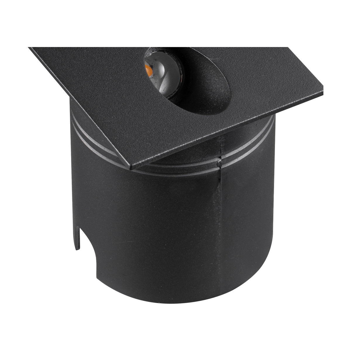 Aspen IP65 outdoor wall light in sand black, cylindrical body with angled square face and integrated LED, shown close-up against a plain white background.