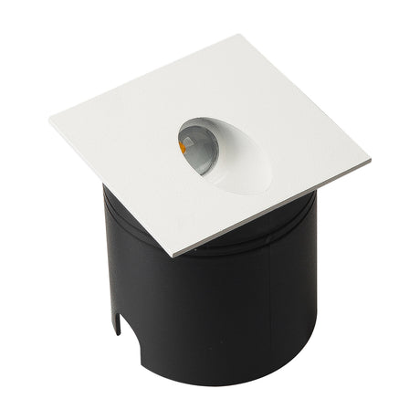 Aspen IP65 outdoor wall light with square white face plate and angled LED lens over a black cylindrical body, shown on a plain white background.