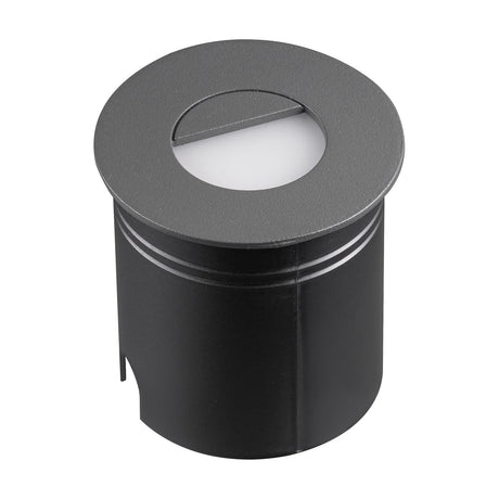 Aspen IP65 Eyelid Recessed Outdoor Wall Light in anthracite finish, round cylindrical body with eyelid shield over the LED face, shown on a plain white background.