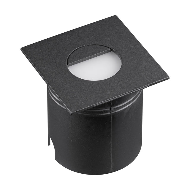 Aspen IP65 outdoor wall light in sand black finish, square hooded face with cylindrical body, shown against a plain white background.