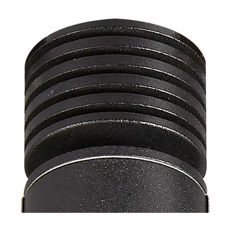 Close-up of the Guincho 3W LED spotlight's ribbed aluminium body in sand black finish, 41mm diameter, shown against a plain white background.