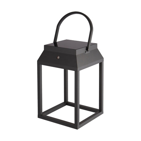 Sapporo IP54 Lantern 17.5cm in graphite, a cage-style outdoor lantern with aluminium frame, arched carry handle and touch switch panel, shown on a plain white background.