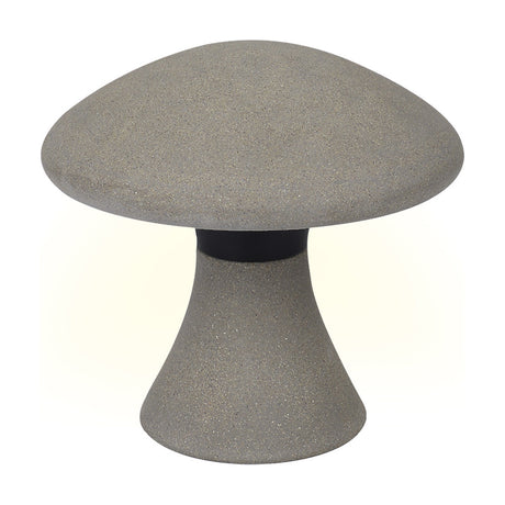 Taos mushroom-shaped bollard light in dark grey cement, 22.5cm rounded cap on a short tapered stem with black trim, IP65 outdoor fixture on a plain white background.