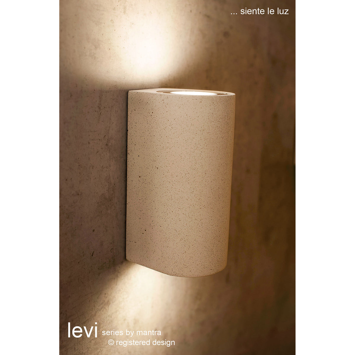 Levi IP65 Round Outdoor Wall Light 18cm High - White Concrete
