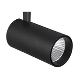 Fiji 40W track light head in matte black aluminium, cylindrical design with a textured LED lens visible, shown on a white background.
