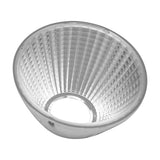 Fiji Lens 75mm 38 Degree in chrome finish, a conical reflector optic with a textured faceted interior for shaping spotlight beam width, shown against a plain white background.