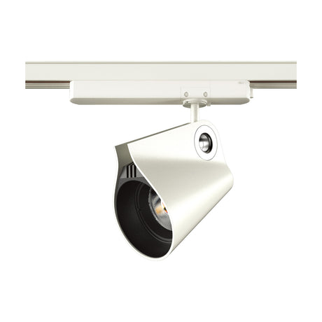 Ipsilon Track Light 35W 4000K, a white aluminium spot head with integrated LED mounted on a white track rail, shown against a plain white background.