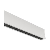 Hanok LED Module 38W 4000K 48mm in white, a slim linear aluminium light bar with a black louvred diffuser strip, shown at an angle on a plain white background.