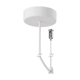 White ceiling rose with flexible cable and chrome cable grip for Hanok Side Cover 48mm Long, shown against a plain white background.