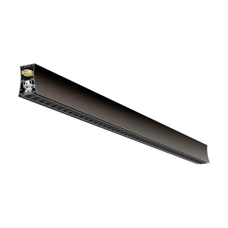 Hanok LED Module 38W 4000K, a slim black aluminium linear light bar with integrated LED and louvred diffuser, shown at an angle on a plain white background.