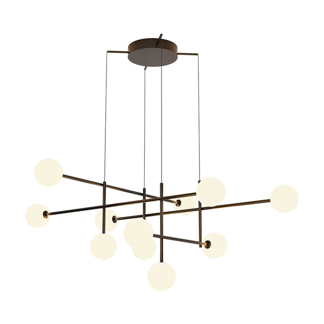 Cellar 11 Light G4 Pendant Light with intersecting black metal arms and opal white globe shades, 4000K cool white, 1.08m drop, shown on a plain white background.