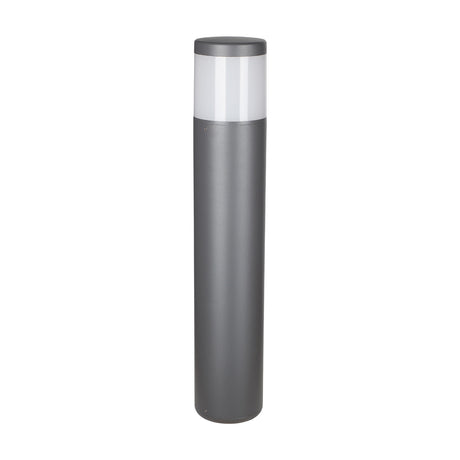 Chicago E27 IP65 round post light in anthracite, tall cylindrical aluminium body with a clear polycarbonate round diffuser top, shown on a plain white background.