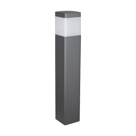 Chicago Square Post Light in anthracite, a slim square aluminium outdoor post with a clear polycarbonate diffuser panel near the top, E27 fitting, IP65 rated, shown on a plain white background.