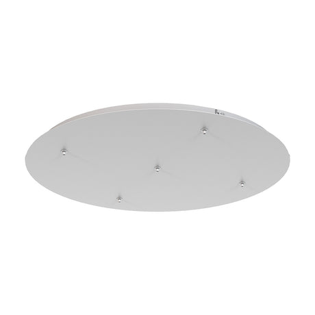 Elsa Round Canopy Kit 62cm in white, a shallow round ceiling plate with five apertures for pendant drops, shown on a plain white background.