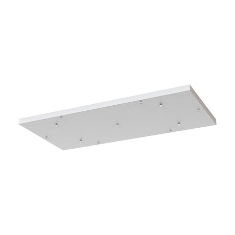 Elsa Rectangular Canopy Kit 94cm Long in white, a flat metal ceiling plate with multiple pendant fixing points, shown at an angle on a plain background.