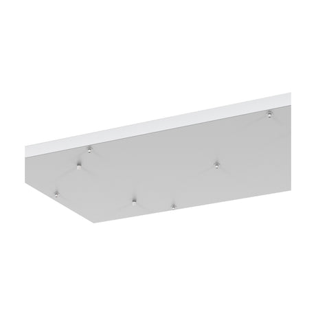 Elsa Rectangular Canopy Kit 94cm in white, a flat metal ceiling plate with seven pierced mounting points for multiple pendant drops, shown against a plain white background.
