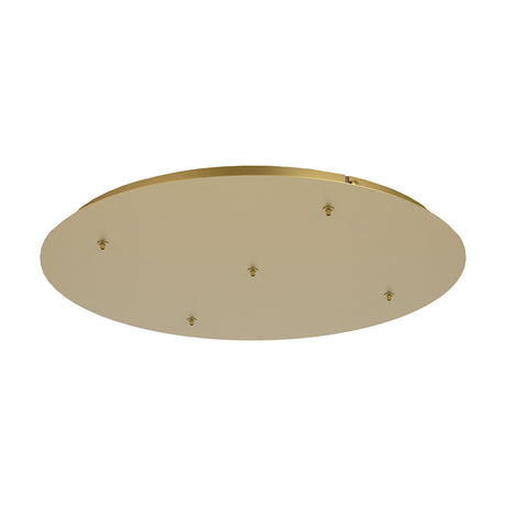 Elsa Round Canopy Kit 62cm in gold, a shallow metal ceiling plate with five pendant fittings, shown at an angle on a plain white background.
