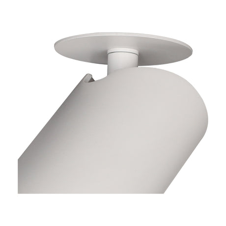 Close-up of the Sal Downlight 45mm Cut-Out in matt white aluminium, showing the round trim and GU10 fitting against a plain white background.
