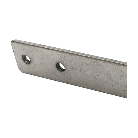 Magneto Track Connection Plate 80mm in silver aluminium, a slim flat bracket with two countersunk screw holes, shown against a plain white background.