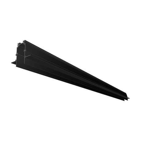 Magneto Track Light 1m recessed magnetic track profile in matte black aluminium, shown diagonally on a plain white background.