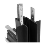 Magneto Recessed Track Light 11cm L-joint connector in black, shown with metal mounting brackets against a plain white background.