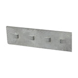 Magneto Track Connection Side Plate in silver aluminium, a slim rectangular strip with four raised connector hooks, shown at an angle on a plain white background.