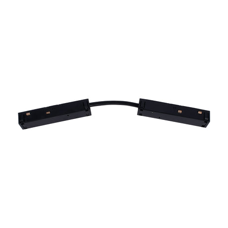 Magneto Track Connector 28cm in black, two slim square-profile track ends joined by a curved flexible cable with visible copper contacts, shown on a plain white background.