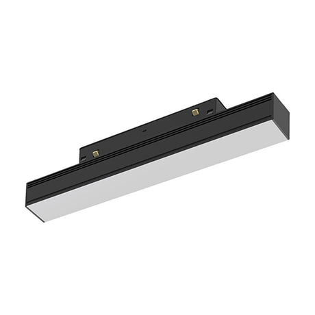 Magneto 8W Linear Track Light in black, 30cm bar with white diffuser and magnetic track connectors, shown at an angle on a plain white background.