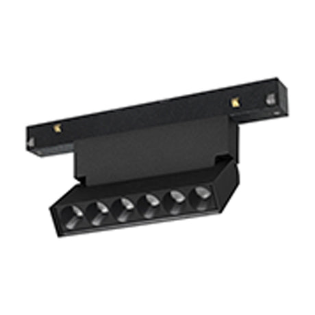 Magneto 10W Linear Track Light, a slim black 20cm bar-style fixture with six integrated LED heads and track mounting connectors, shown on a plain white background.