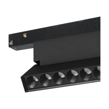 Magneto 10W Linear Track Light in black, 20cm bar-shaped head with multiple recessed LED spotlights along the length, shown against a plain white background.