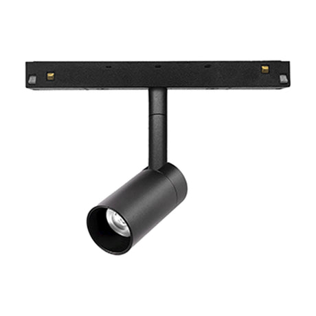Magneto 5W Dimmable Track Light in black, showing a cylindrical 35mm spotlight head on an adjustable arm attached to a magnetic track, on a plain white background.