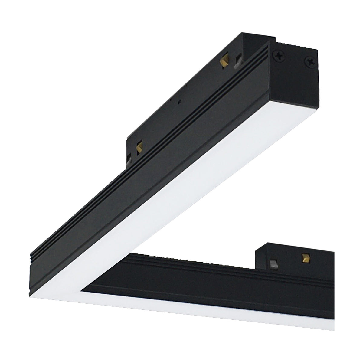 Magneto 16W Dimmable Track Light in black with a 33cm linear diffuser face and magnetic end connectors, shown on a plain white background.
