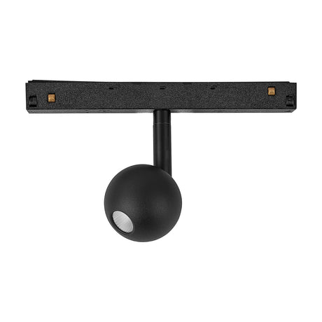 Magneto 7W Dimmable Track Light in black, featuring a straight track bar with a spherical adjustable head on a slim stem, shown on a plain white background.