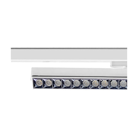 Creta 30W Track Light in white, 54cm slim rectangular head with row of integrated LED lenses, shown mounted on a white track against a plain background.