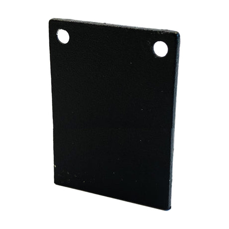 Magneto Track Light end cap in black aluminium, 55mm high, with two mounting holes, shown at an angle on a plain white background.