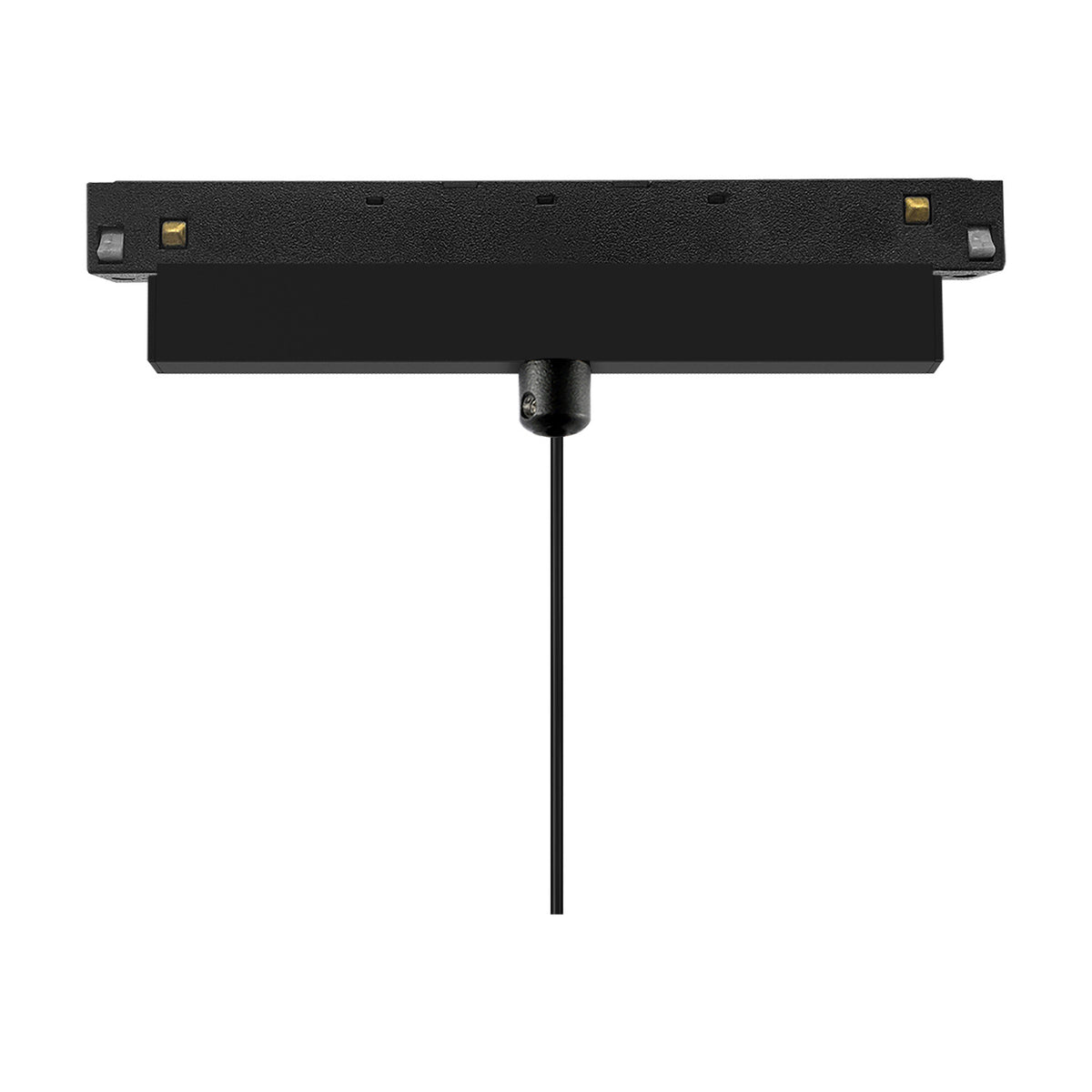 Magneto Track Light pendant head in black and gold, 55mm wide track fitting with a slim black suspension cable, shown on a plain white background.