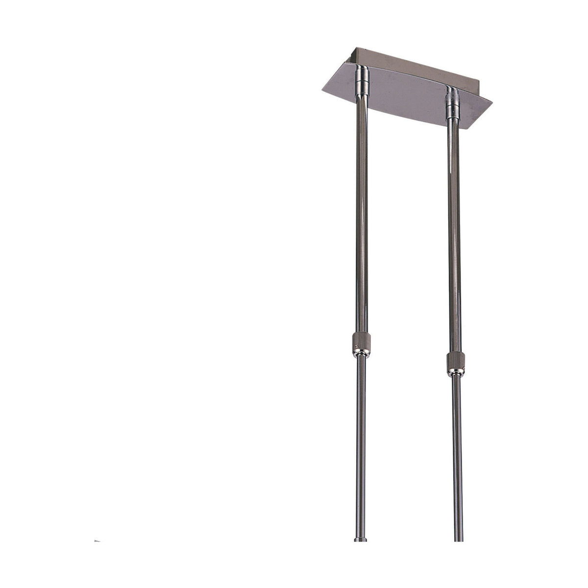 Magneto Track Light pendant with twin slim rods and rectangular ceiling mount, finished in gold with black detailing, shown on a plain white background.