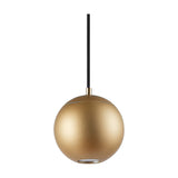 Magneto Track Light pendant with a small gold ball head and black suspension cable, LED integrated, 3000K warm white, shown on a plain white background.