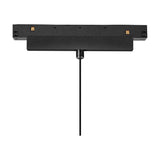 Magneto 12W Cone Track Light in black aluminium, 20cm track adaptor with integrated LED pendant cable and connector pins, shown against a plain white background.
